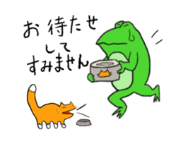 Cat & frog 3 sticker #13640390