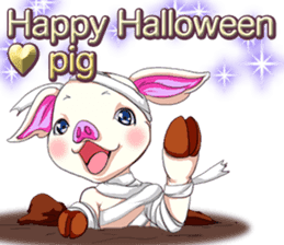 Lovely Halloween Cute Pig Animal English sticker #13643790
