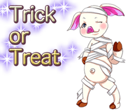 Lovely Halloween Cute Pig Animal English sticker #13643791