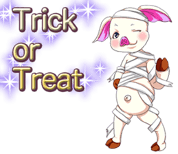 Lovely Halloween Cute Pig Animal English sticker #13643791