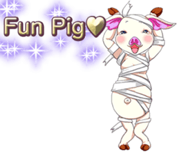 Lovely Halloween Cute Pig Animal English sticker #13643792