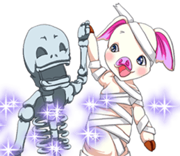 Lovely Halloween Cute Pig Animal English sticker #13643793