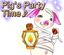 Lovely Halloween Cute Pig Animal English sticker #13643797