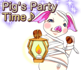 Lovely Halloween Cute Pig Animal English sticker #13643797