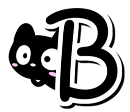 Black cat alphabet sticker #13646127