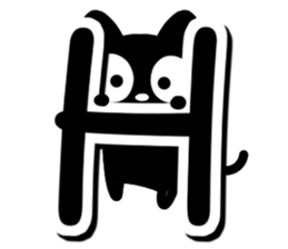 Black cat alphabet sticker #13646133