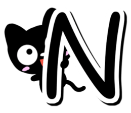 Black cat alphabet sticker #13646139