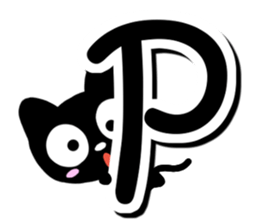 Black cat alphabet sticker #13646141