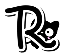 Black cat alphabet sticker #13646143