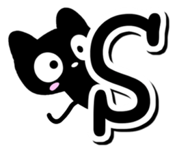 Black cat alphabet sticker #13646144