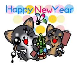 Black color puppy's New year! sticker #13654937