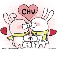 Happy to kiss! Lover rabbits 3 -winter-