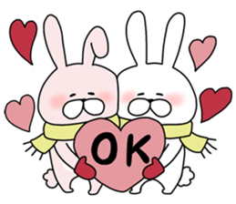 Happy to kiss! Lover rabbits 3 -winter- sticker #13664934