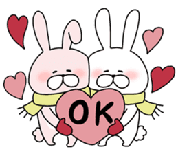 Happy to kiss! Lover rabbits 3 -winter- sticker #13664934