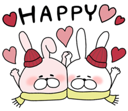 Happy to kiss! Lover rabbits 3 -winter- sticker #13664936