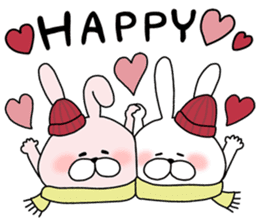 Happy to kiss! Lover rabbits 3 -winter- sticker #13664936