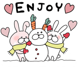 Happy to kiss! Lover rabbits 3 -winter- sticker #13664937