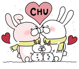 Happy to kiss! Lover rabbits 3 -winter- sticker #13664953