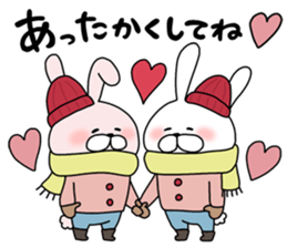 Happy to kiss! Lover rabbits 3 -winter- sticker #13664958