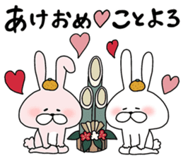 Happy to kiss! Lover rabbits 3 -winter- sticker #13664973