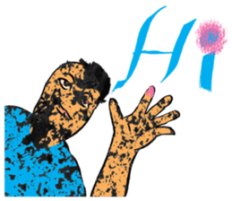 "Hello" from some ink blots sticker #13671209