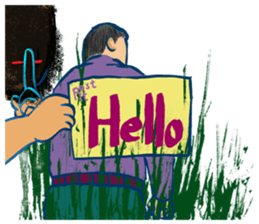 "Hello" from some ink blots sticker #13671212