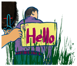 "Hello" from some ink blots sticker #13671212