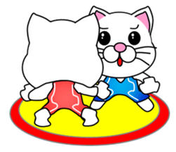 A white cat which wrestles sticker #13674514