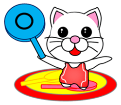 A white cat which wrestles sticker #13674530