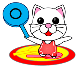 A white cat which wrestles sticker #13674530