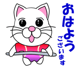 A white cat which does gymnastics sticker #13674702