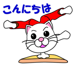 A white cat which does gymnastics sticker #13674705