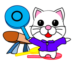 A white cat which does gymnastics sticker #13674738