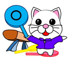 A white cat which does gymnastics sticker #13674738