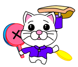 A white cat which does gymnastics sticker #13674740