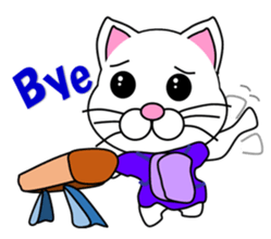 A white cat which does gymnastics sticker #13674741