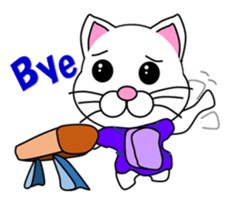 A white cat which does gymnastics sticker #13674741