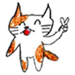 White-and-brown cat stickers