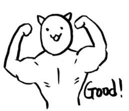 Muscular white cat sticker #13677757