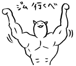 Muscular white cat sticker #13677761