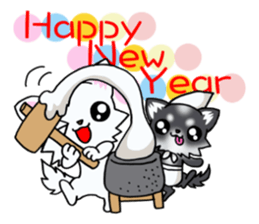 White and Black puppy's New Year! sticker #13700480