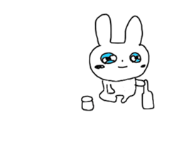 The Rabbit with shiny blue contact lens sticker #13708216
