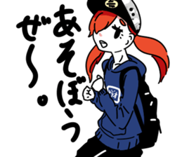 Girls at the bus stop. sticker #13713338