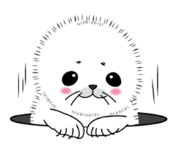 Fuffy baby harbor seal sticker #13723451
