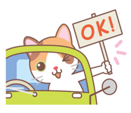 Tortoiseshell cat and old car sticker #13728287