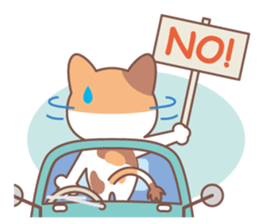 Tortoiseshell cat and old car sticker #13728290