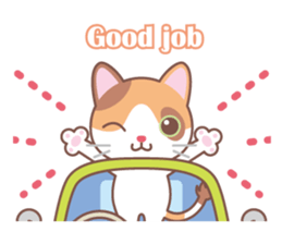 Tortoiseshell cat and old car sticker #13728296