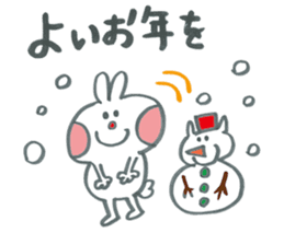 Large character of rabbit in winter. sticker #13728397
