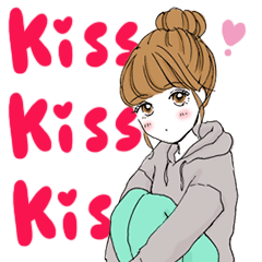 A popular girl who kisses(animation)