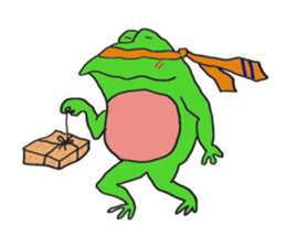 Cat & frog sticker #13734321